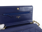 Chanel Navy Quilted Leather Boy Wallet on Chain GHW