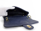 Chanel Surpique Chevron Navy Quilted Leather Medium Flap Bag