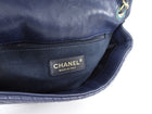 Chanel Surpique Chevron Navy Quilted Leather Medium Flap Bag