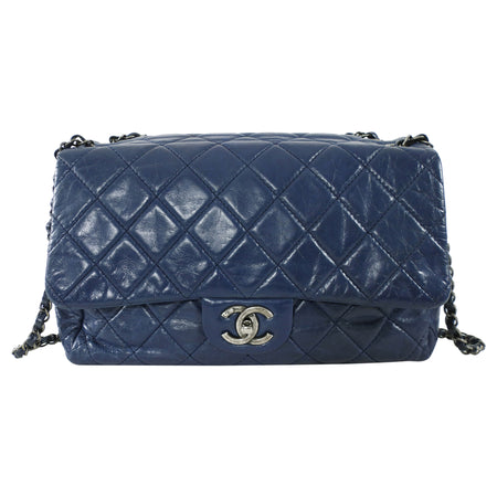 Chanel Large Navy Quilted Leather Coco Soft Flap Bag