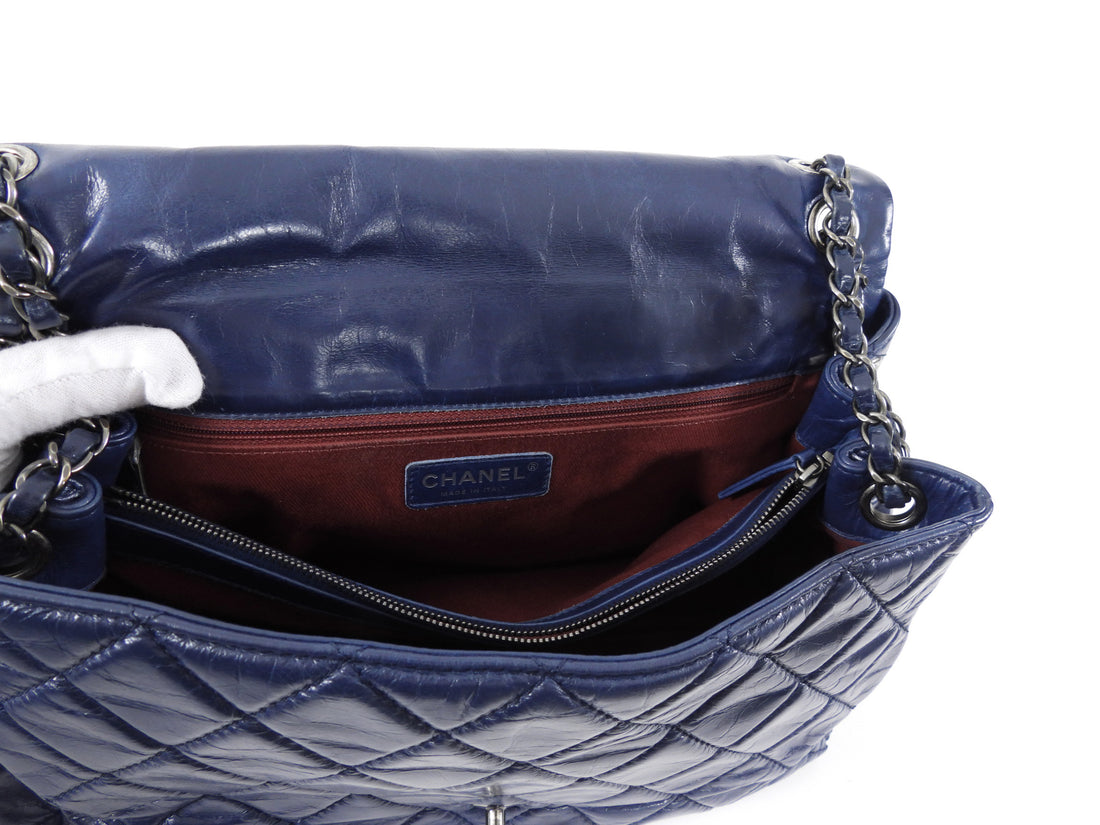 Chanel Large Navy Quilted Leather Coco Soft Flap Bag