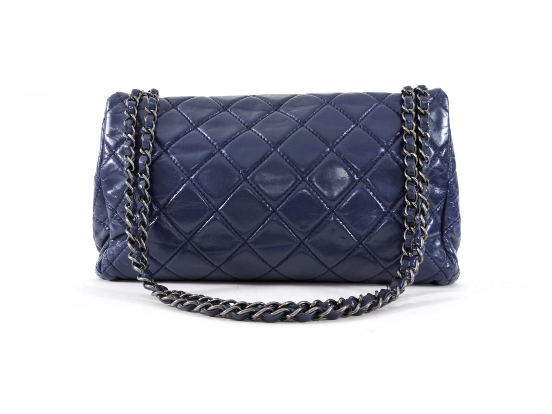 Chanel Large Navy Quilted Leather Coco Soft Flap Bag