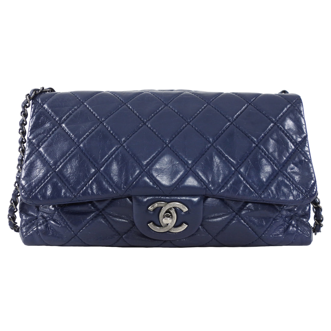 Chanel Large Navy Quilted Leather Coco Soft Flap Bag