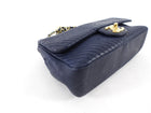Chanel Surpique Chevron Navy Quilted Leather Medium Flap Bag