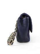 Chanel Surpique Chevron Navy Quilted Leather Medium Flap Bag