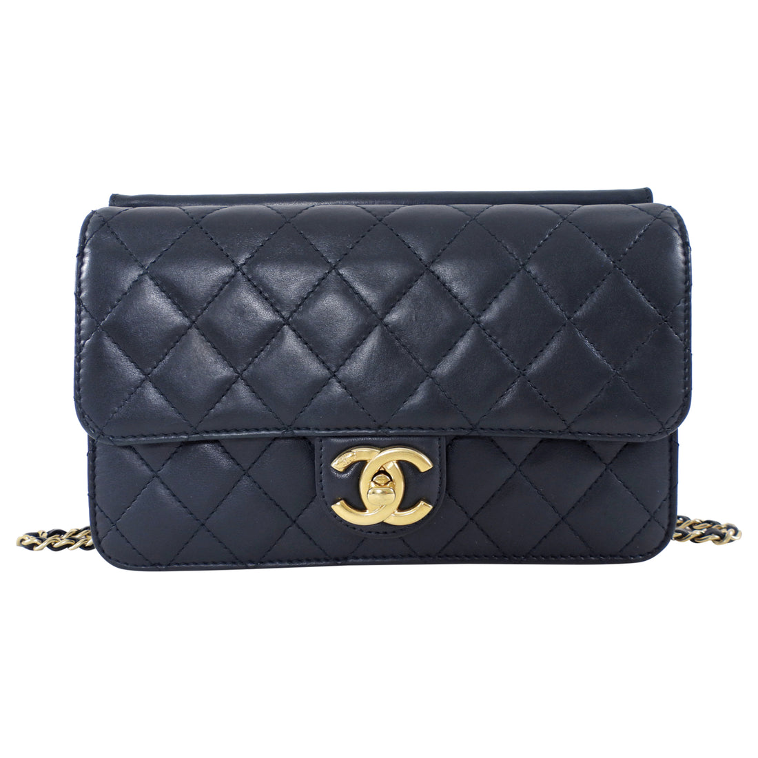 Chanel Midnight Navy Quilted Leather Small Crossing Times Flap Bag