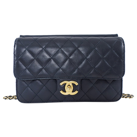 Chanel Midnight Navy Quilted Leather Small Crossing Times Flap Bag