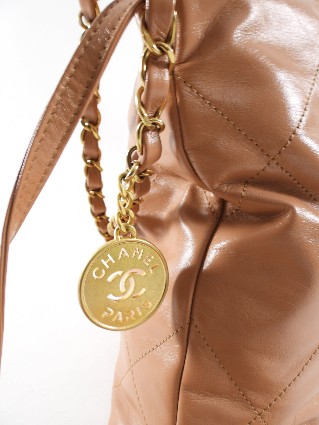 Chanel Medium Drawstring 22 Bag in Caramel and GHW