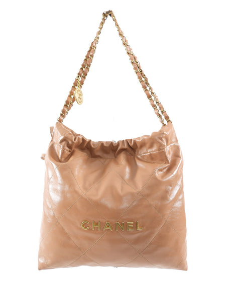 Chanel Medium Drawstring 22 Bag in Caramel and GHW