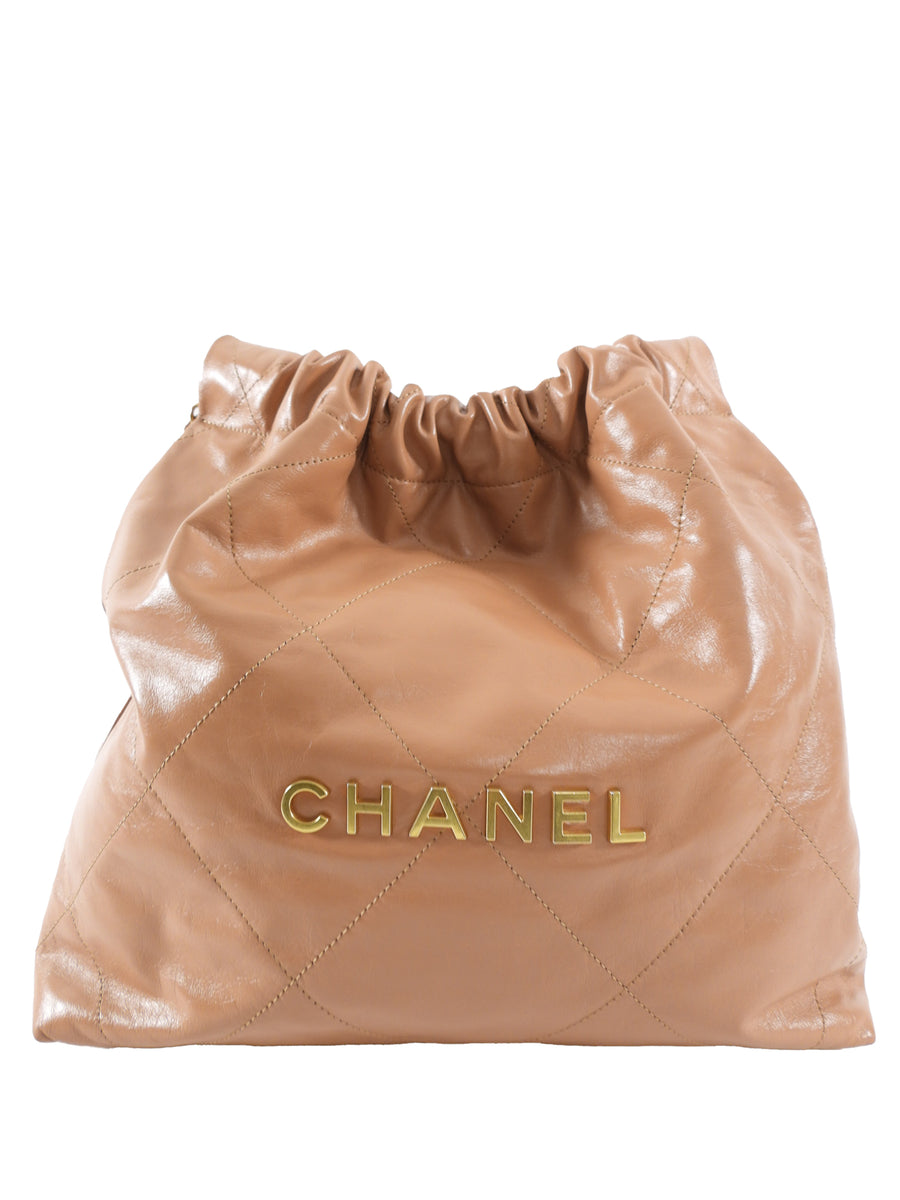 Chanel Medium Drawstring 22 Bag in Caramel and GHW – I MISS YOU VINTAGE