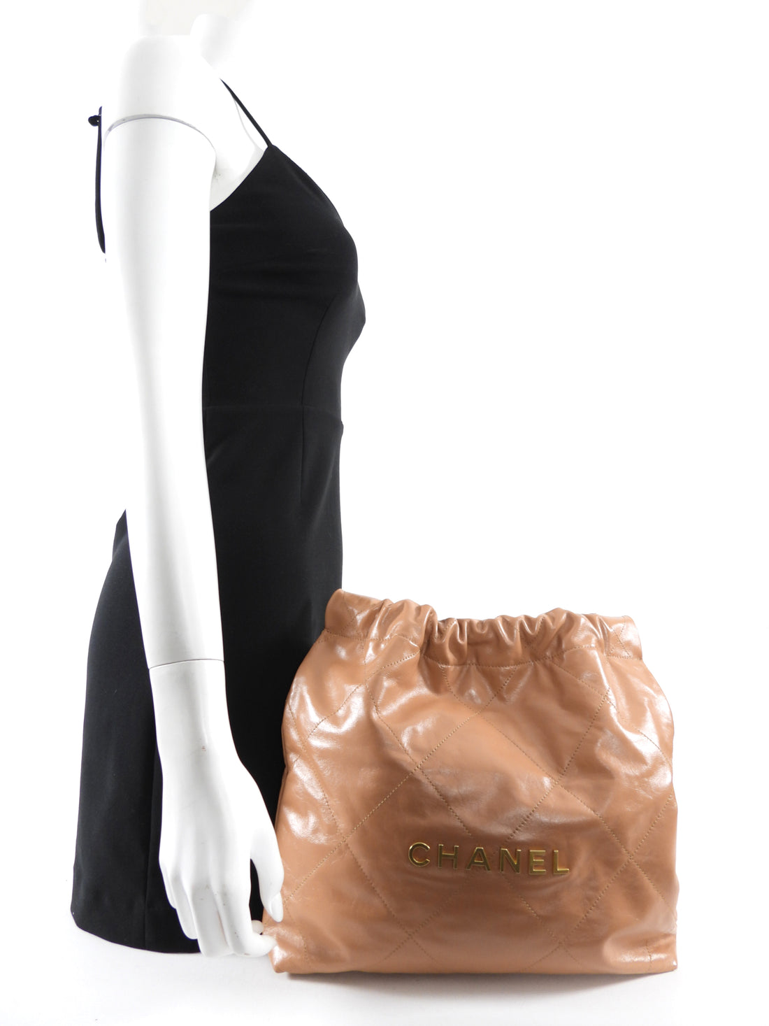 Chanel Medium Drawstring 22 Bag in Caramel and GHW