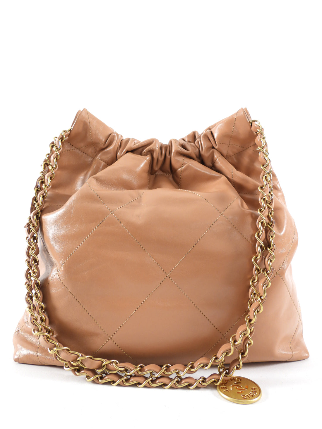 Chanel Medium Drawstring 22 Bag in Caramel and GHW