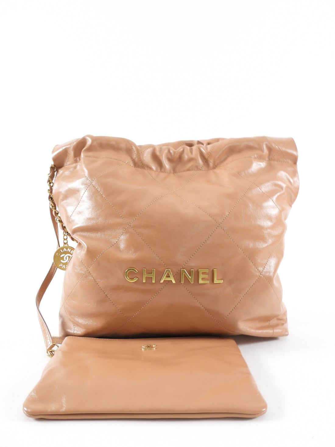 Chanel Medium Drawstring 22 Bag in Caramel and GHW