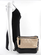 Chanel Beige and Black Aged Calfskin Gabrielle Medium Chain Bag
