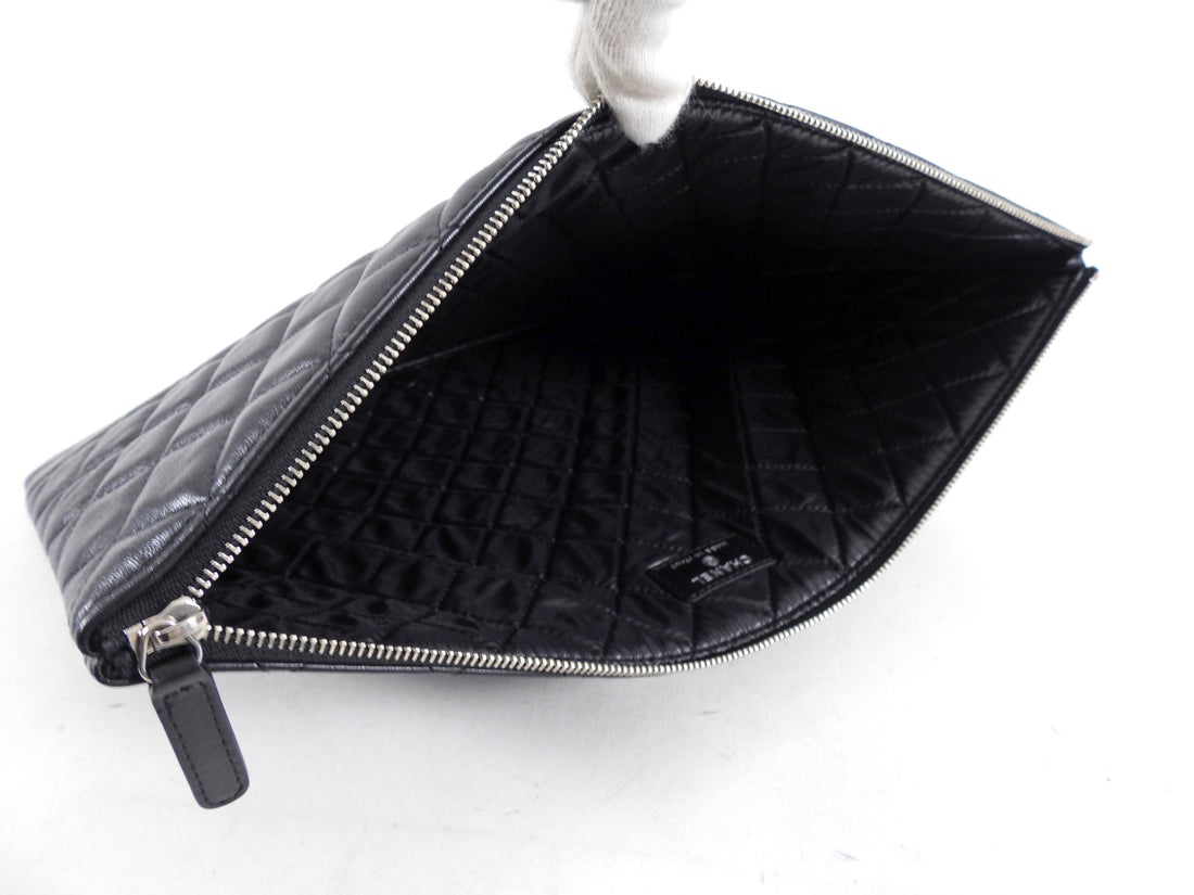 Chanel Black Quilted Lambskin Timeless Large O Case Pouch