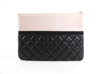 Chanel Black and Blush Pink Quilted Lambskin Medium Pearl O Case