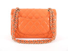 Chanel Small Orange Lambskin Leather Small Double Classic Flap Bag LGHW
