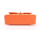 Chanel Small Orange Lambskin Leather Small Double Classic Flap Bag LGHW