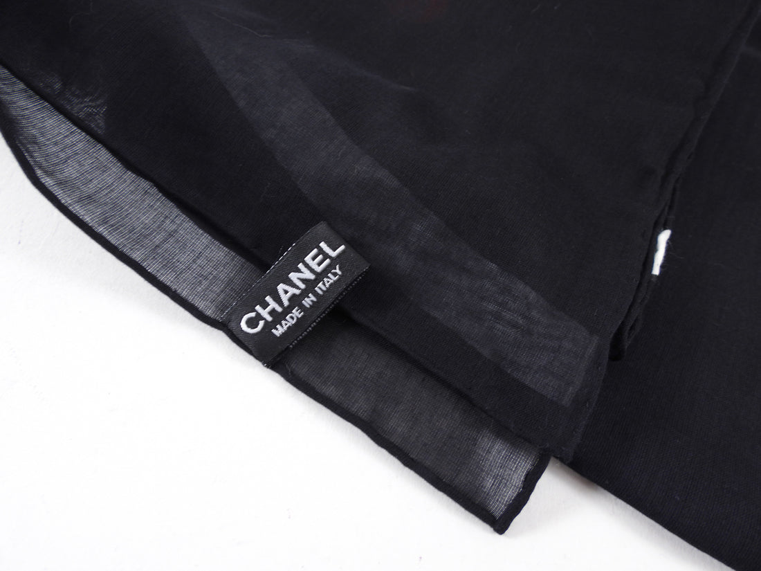 Chanel 13A Black and Red CC Cotton Pareo Wrap Shawl