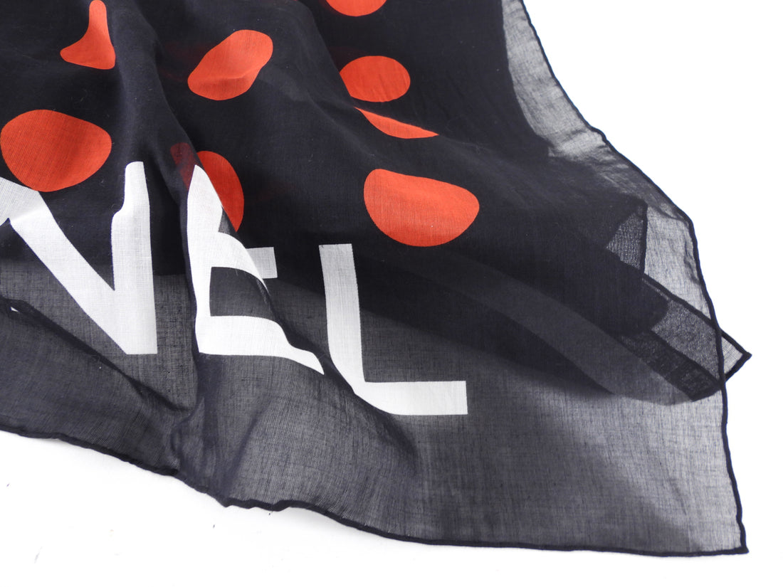 Chanel 13A Black and Red CC Cotton Pareo Wrap Shawl