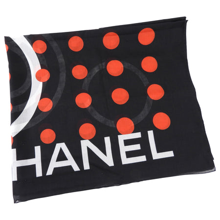 Chanel 13A Black and Red CC Cotton Pareo Wrap Shawl