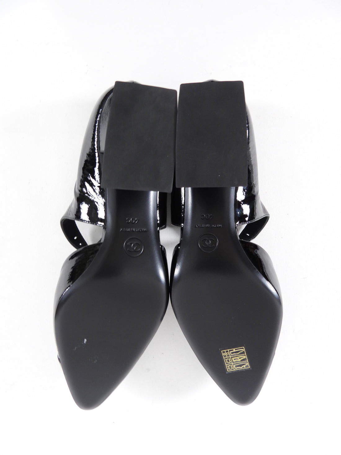 Chanel 2022 Black Patent D’Orsay Buckle Pumps with Curved Heel - 40C