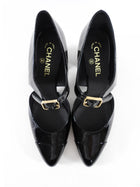 Chanel 2022 Black Patent D’Orsay Buckle Pumps with Curved Heel - 40C