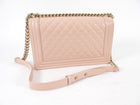 Chanel Iridescent Nude Pink Patent New-Medium Boy Bag GHW