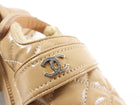 Chanel 2023 Beige Patent Quilted Shearling Mules - 36.5