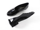 Chanel 25C Black Patent Leather Flat Slip on Shoes - 37.5 C