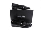 Chanel 25C Black Patent Leather Flat Slip on Shoes - 37.5 C