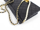 Chanel Black Quilted Leather Chic Pearls Flap Bag
