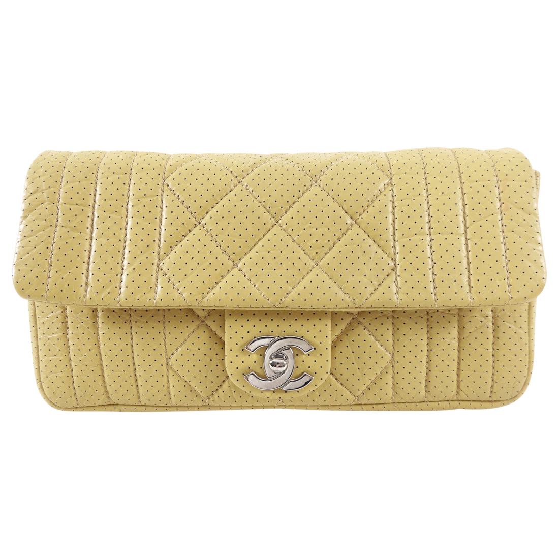 Chanel 2006 Mustard Yellow Perforated Leather Flap Bag