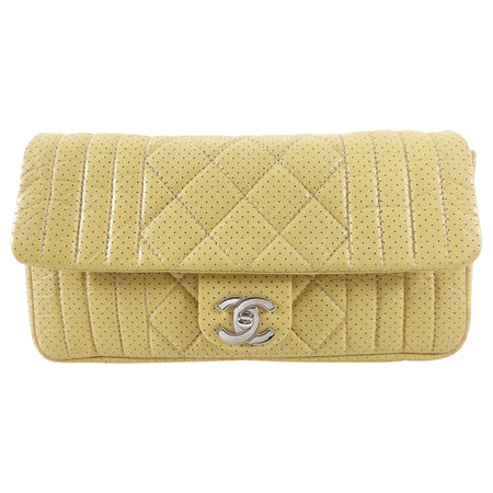 Chanel 2006 Mustard Yellow Perforated Leather Flap Bag