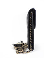 Chanel Black Leather Quilted CC Camelia Bow Crossbody Phone Holder