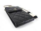Chanel Black Leather Quilted CC Camelia Bow Crossbody Phone Holder