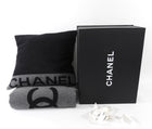 Chanel Charcoal Grey and Black Spellout Logo CC Pillow and Throw Blanket Set
