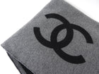 Chanel Charcoal Grey and Black Spellout Logo CC Pillow and Throw Blanket Set