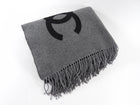 Chanel Charcoal Grey and Black Spellout Logo CC Pillow and Throw Blanket Set