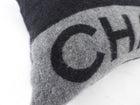 Chanel Charcoal Grey and Black Spellout Logo CC Pillow and Throw Blanket Set