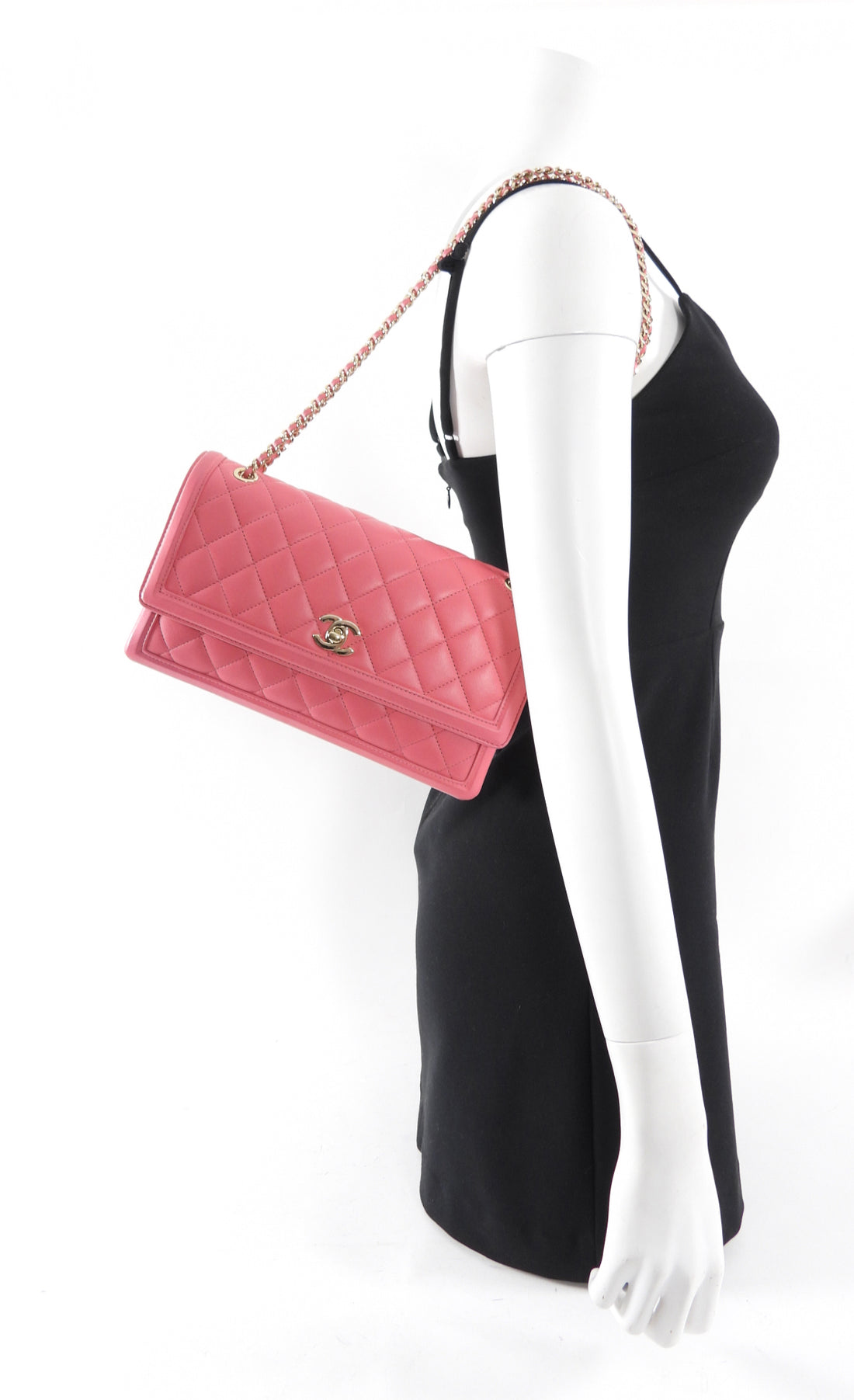 Chanel Pink Quilted Leather 3 Compartment Flap Bag