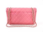 Chanel Pink Quilted Leather 3 Compartment Flap Bag