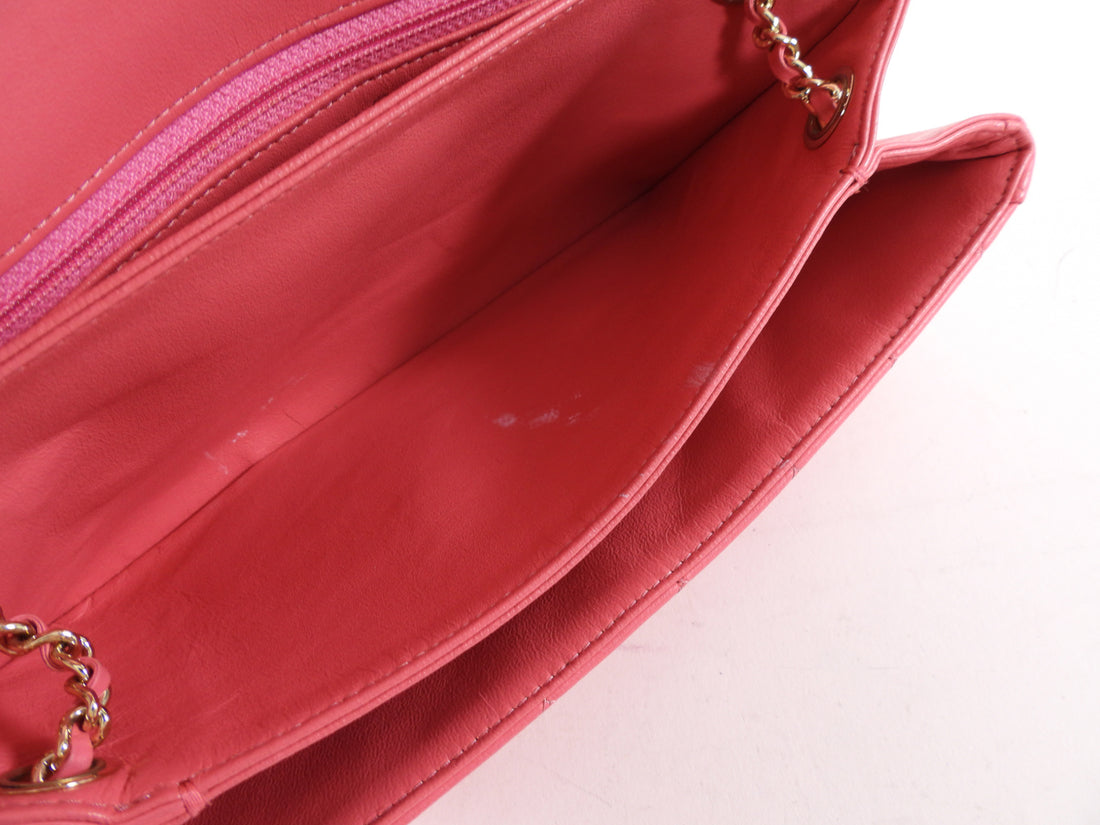 Chanel Pink Quilted Leather 3 Compartment Flap Bag