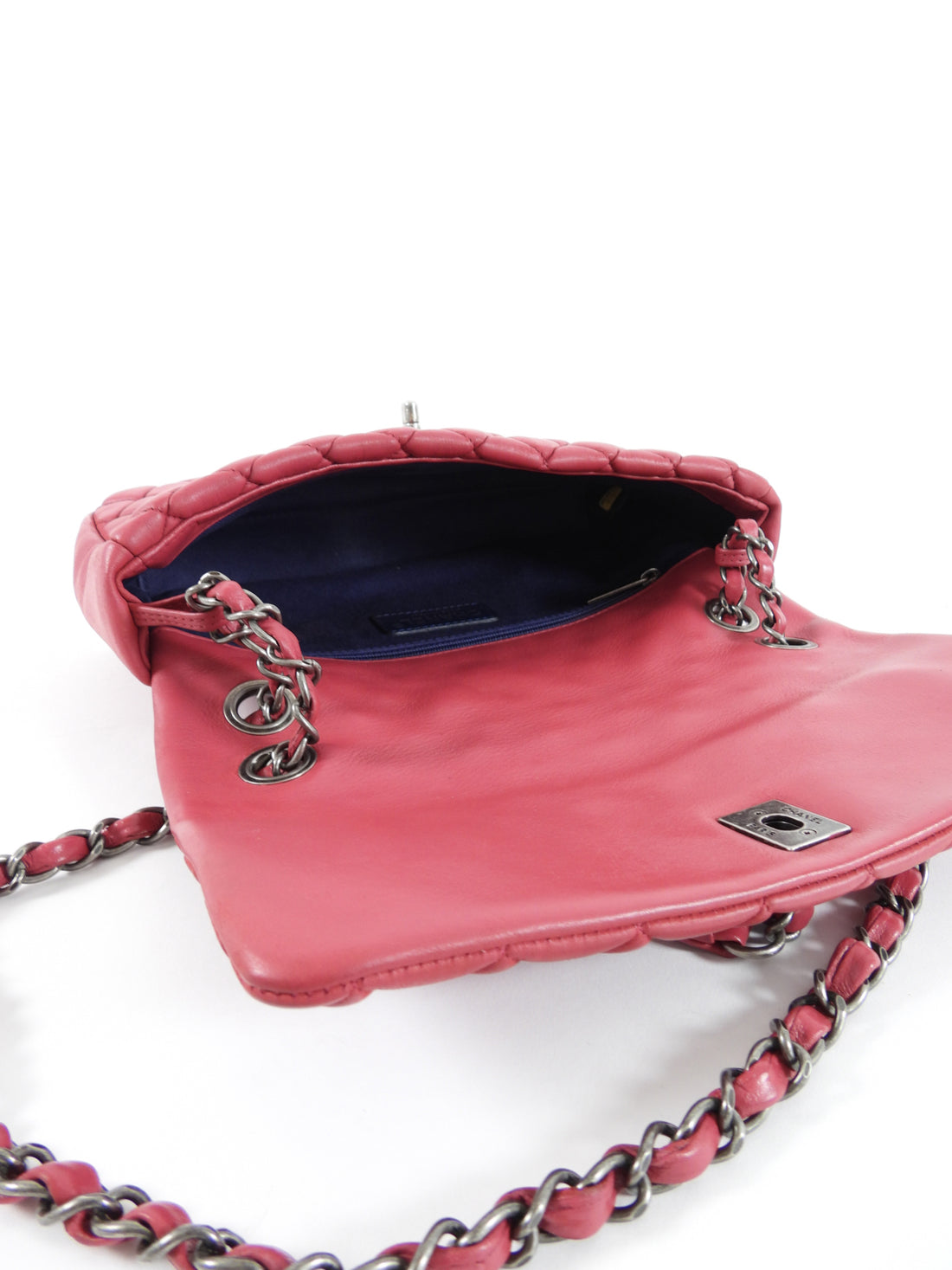 Chanel Fuchsia Pink Calfskin Bubble Quilt Medium Flap Bag