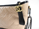 Chanel Beige and Black Aged Calfskin Gabrielle Medium Chain Bag