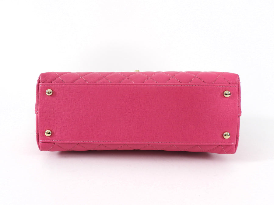 Chanel Pink Caviar Leather Medium Coco Top Handle Bag LGHW