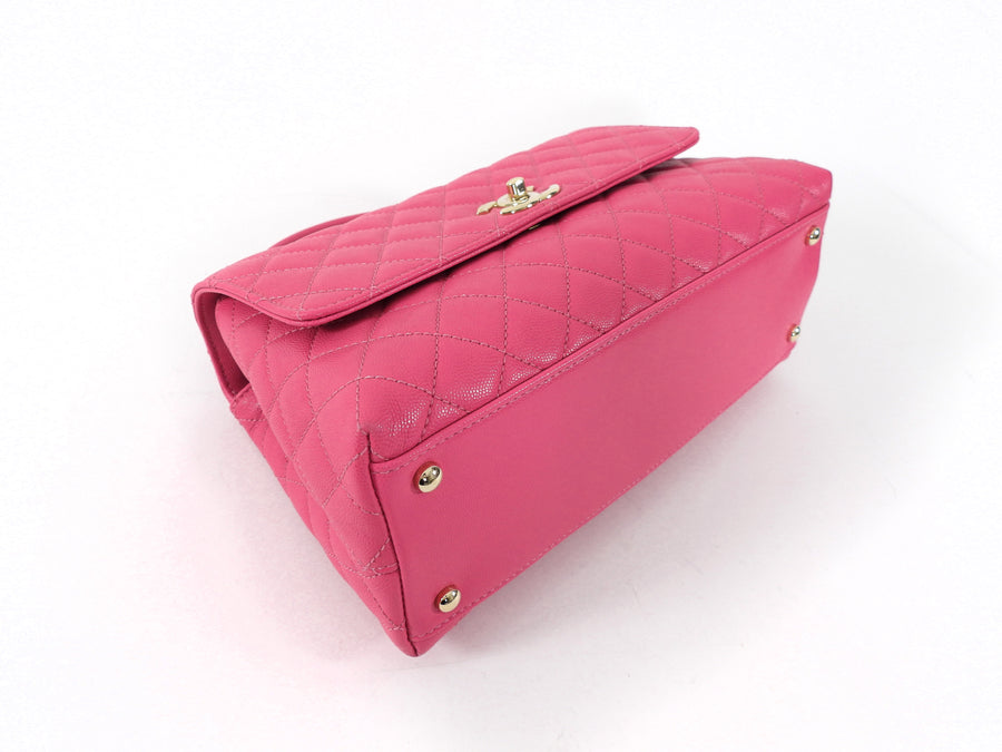 Chanel Pink Caviar Leather Medium Coco Top Handle Bag LGHW