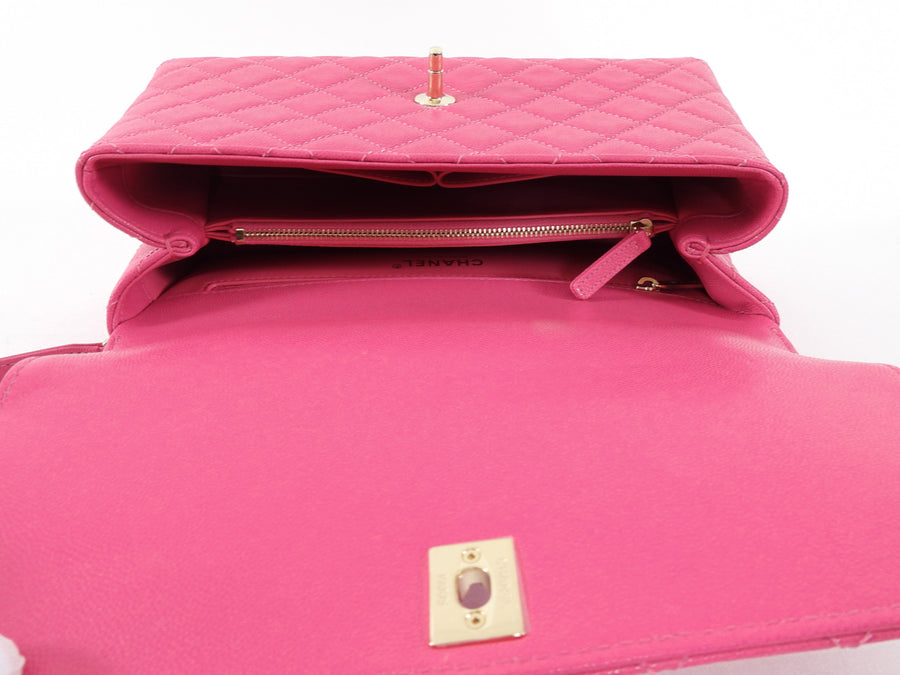 Chanel Pink Caviar Leather Medium Coco Top Handle Bag LGHW