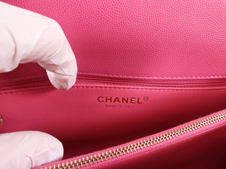 Chanel Pink Caviar Leather Medium Coco Top Handle Bag LGHW