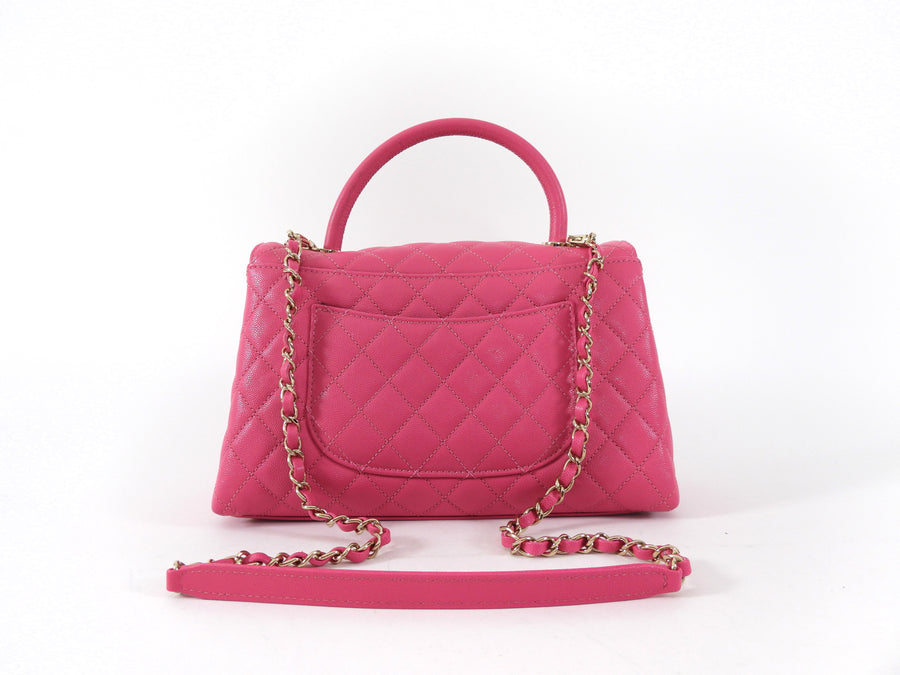 Chanel Pink Caviar Leather Medium Coco Top Handle Bag LGHW